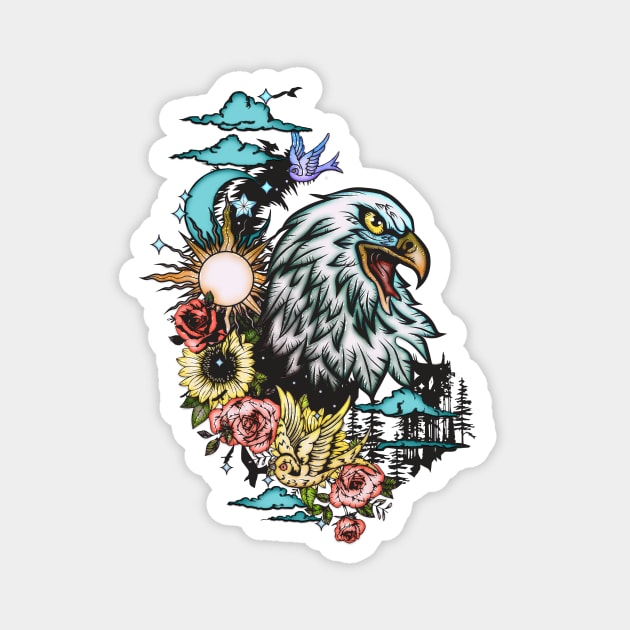 Wonderful eagle with flowers Magnet by Nicky2342