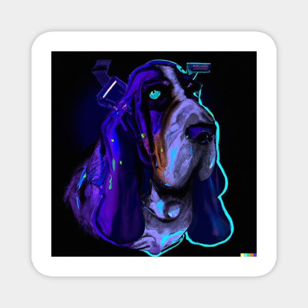 Cyber Punk basset hound Magnet by GhostlierNation