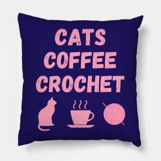 Cat Lady Gift Crochet Gifts Cats Coffee Crochet Yarn Lover Design Pillow