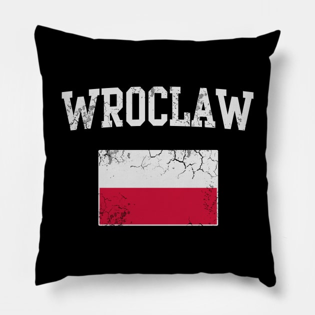 Retro Wroclaw Poland Polish Polska Polski Flag Pillow by E