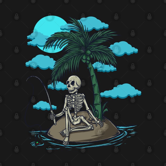 halloween Stickers tshirt design skeleton fishing halloween by affane
