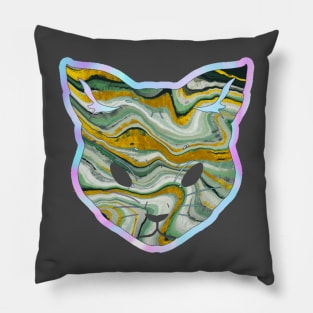 Geode prismatic iridescent gemstone cat - Wiccan Pillow