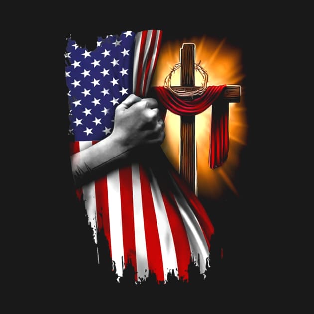 American Flag Cross Jesus Hand Pride Christian Nurse Heartbeat by ANGELA2-BRYANT