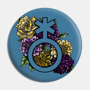 Enby Dahlias and Peonies with a Symbol Pin