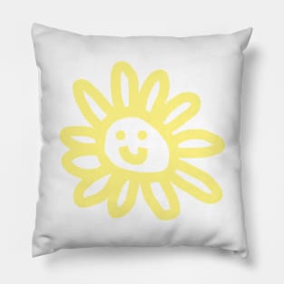 Yellow Daisy Flower Smiley Face Pillow