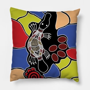 Aboriginal Art - Platypus Dreaming Small Pillow