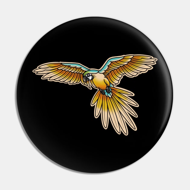 FLYING MACAW Pin by Krakatoa Art