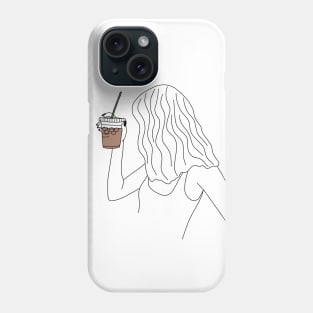 Girl with coffee minimalist Phone Case