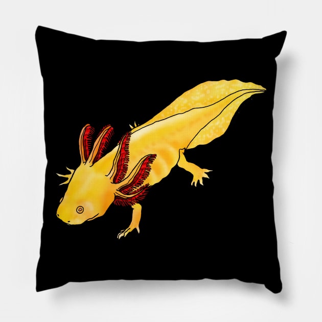 Gold Albino Axolotl Pillow by Tinker and Bone Studio