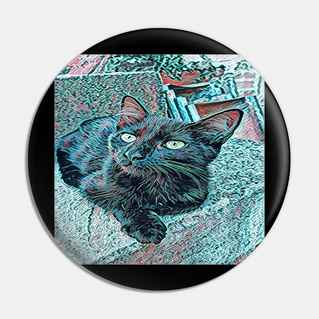 ART BLACK CAT Pin by CATUNIVERSE