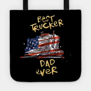 Vintage Usa Best Trucker Dad Ever American Flag Fathers Day Tote