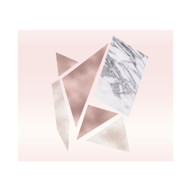 Abstract rough cut stones - rose gold grey skies by marbleco