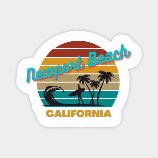 Newport Beach California Retro Vintage Sunset Magnet