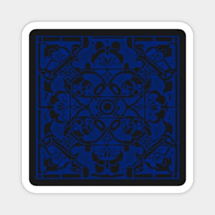 Abstract Symmetrical Lattice Print - Blue Aesthetic Magnet