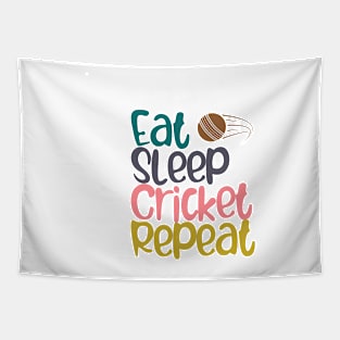 Eat Sleep Cricket Repeat Tapestry