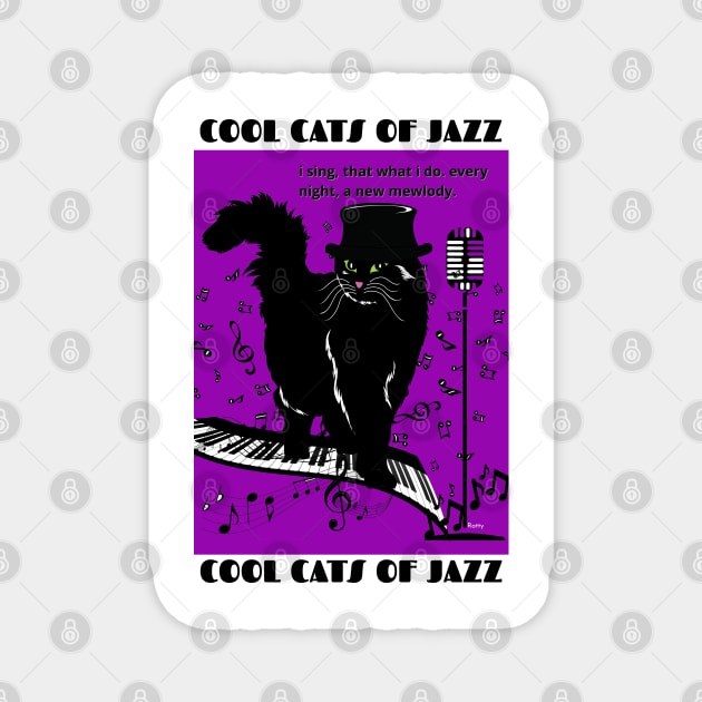 Cool Cats of Jazz-black cat Magnet by Rattykins