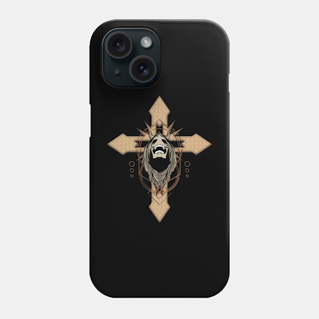 Awesome creepy skull with cross Phone Case by Nicky2342