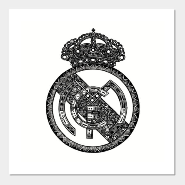 REAL MADRID LOGO DOODLE BLACK AND WHITE - Real Madrid - Posters and Art Prints | TeePublic