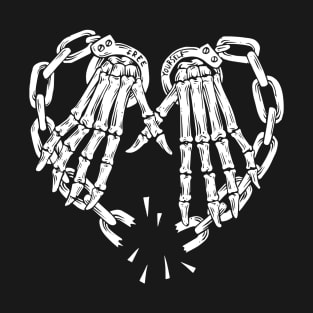 Skull hands and broken heart-shaped chains for Halloween T-Shirt