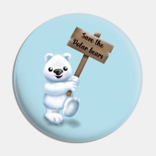 Save our polar bears sticker Pin