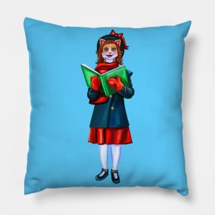 Christmas Caroler Ginger Cat Pillow