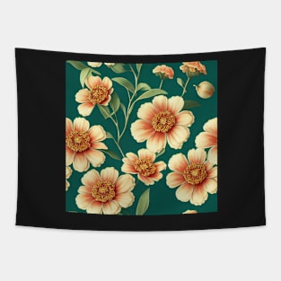 Bright Orange and Cream Flowers Tapestry