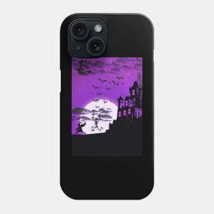 Halloween Silhouette Illustration Purple Phone Case