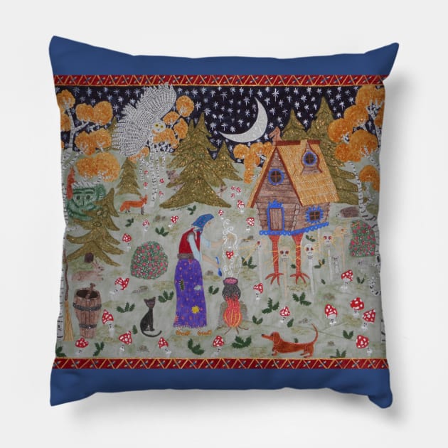 Baba Yaga’s Enchanted Forest Pillow by DebiCady