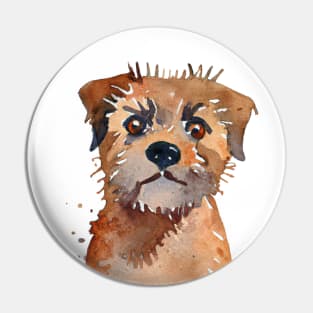 Border Terrier Watercolor - Dog Lover Gifts Pin