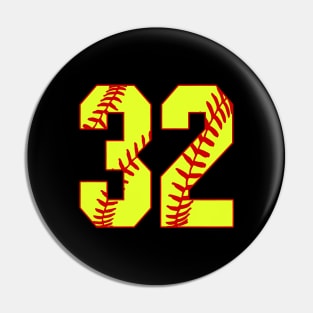 Fastpitch Softball Number 32 #32 Softball Shirt Jersey Uniform Favorite Player Biggest Fan Pin