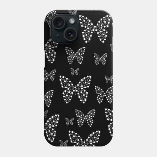 Black and White Butterflies Flowers Pattern Phone Case