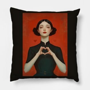 Woman Heart Hand Sign Pillow