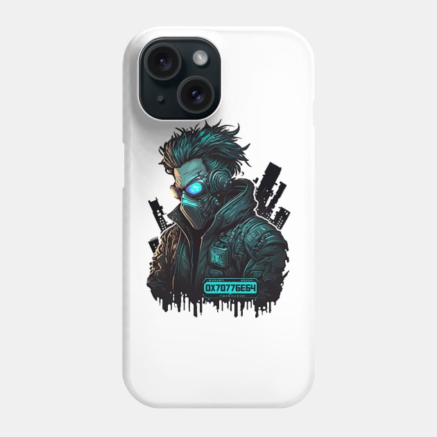 Android Cyber Hacker Guy Black Theme Phone Case by Shaani