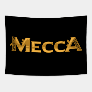 Mecca Gold Decorative Typography Tapestry