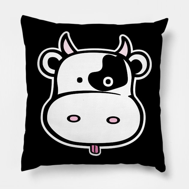 Cute Cow Head Pillow by YasudaArt