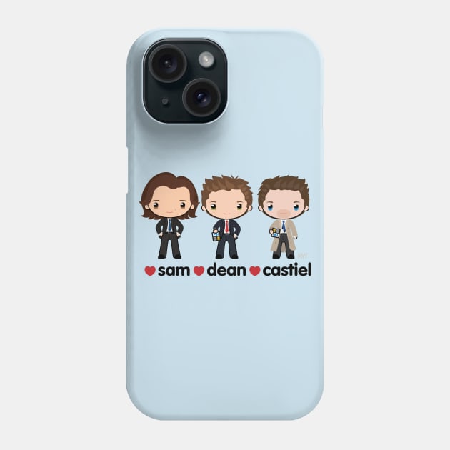 Love Sam, Dean & Castiel - Supernatural Phone Case by KYi