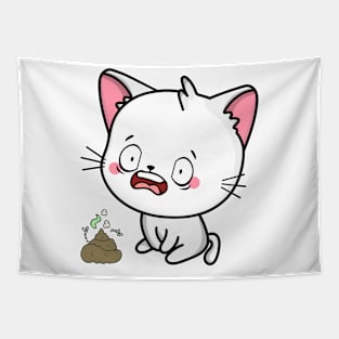 Funny angora cat smells poo poo Tapestry