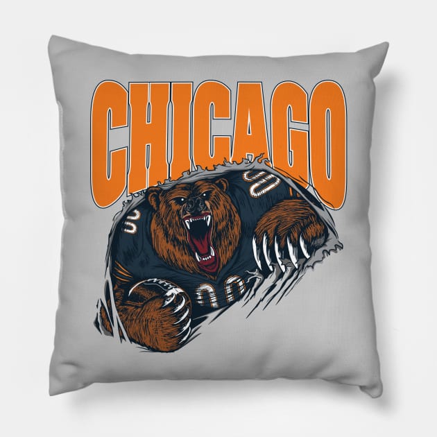 Chicago Windy City Football Bear Down Pillow by stayfrostybro