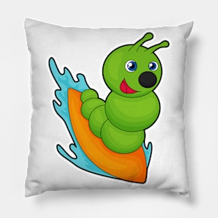 Caterpillar as Surfer with Surfboard Pillow