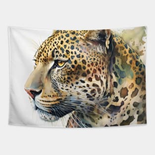 Watercolor Leopard Portrait Tapestry