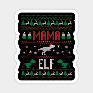 Mama Elf Funny Ugly Christmas Sweater Magnet