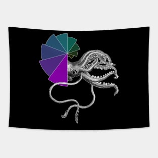 Ammonite Nebula Shell | Pink Blue Green Bar Chart Black Tapestry