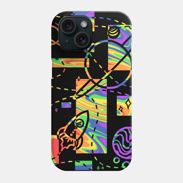 Geometric Galaxy (Rainbow Swirl Version) Phone Case by Jan Grackle