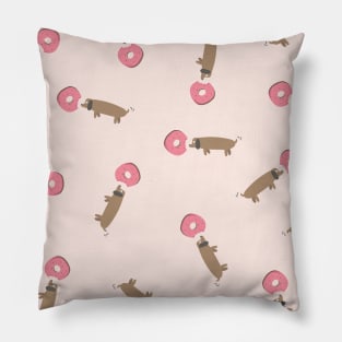 Funny Little Dog Eating a Donut Pillow