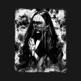 The Spooky Nun Horror Halloween Manga Gothic Creepy Dark Art T-Shirt