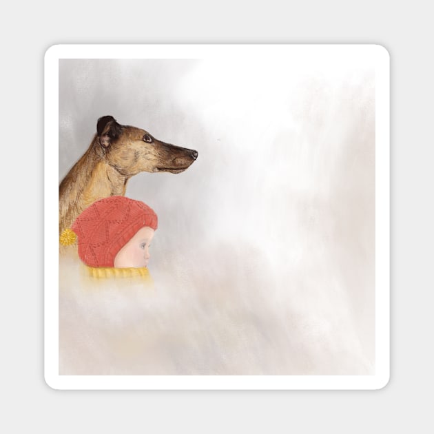 Snow whippet Magnet by HannahFarr