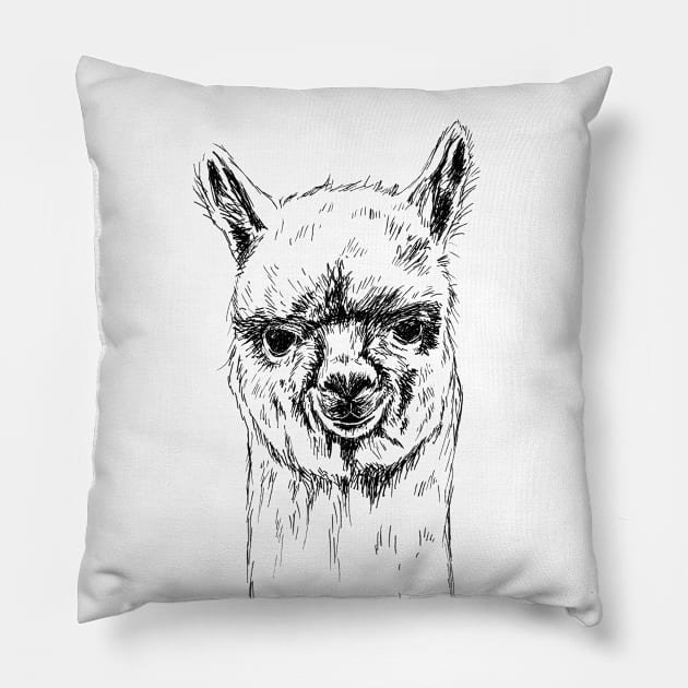 Alpaca Head Print Pillow by rachelsfinelines