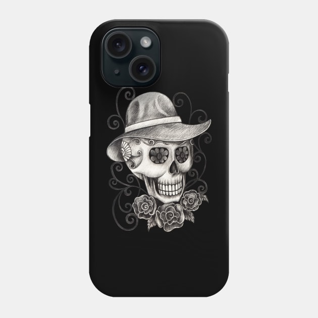 Sugar skull  day of the dead. Phone Case by Jiewsurreal