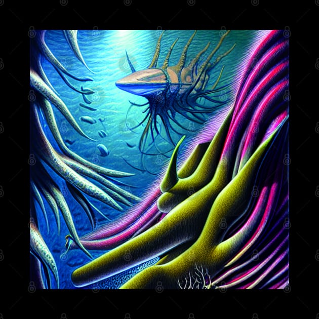 Digital Painting Of Deep Ocean Creature by Promen Art