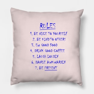 House Wall Art Rules, Retro Wall Art, Rules Art Print, Retro Quote Print, Apartment Wall Art Print, Dorm Room Decor, blue Minimalist Print, Pillow